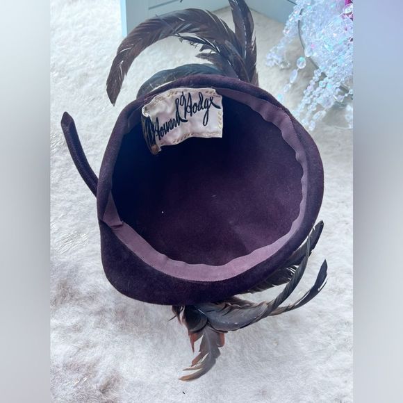 Vintage 1940s Howard Hodge NY Calot Juliet Style Hat Pheasant Feather Fascinator - Picture 2 of 7